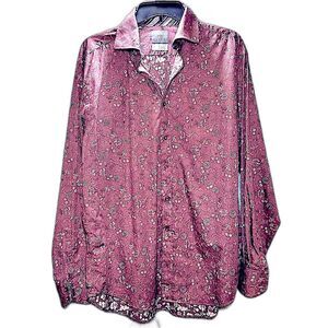 Thomas Dean Cotton Floral Men’s Button Down Shirt Sz L